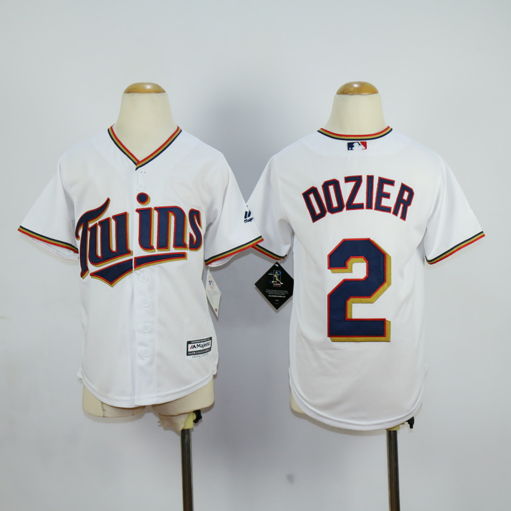 Youth Minnesota Twins #2 Dozier White MLB Jerseys